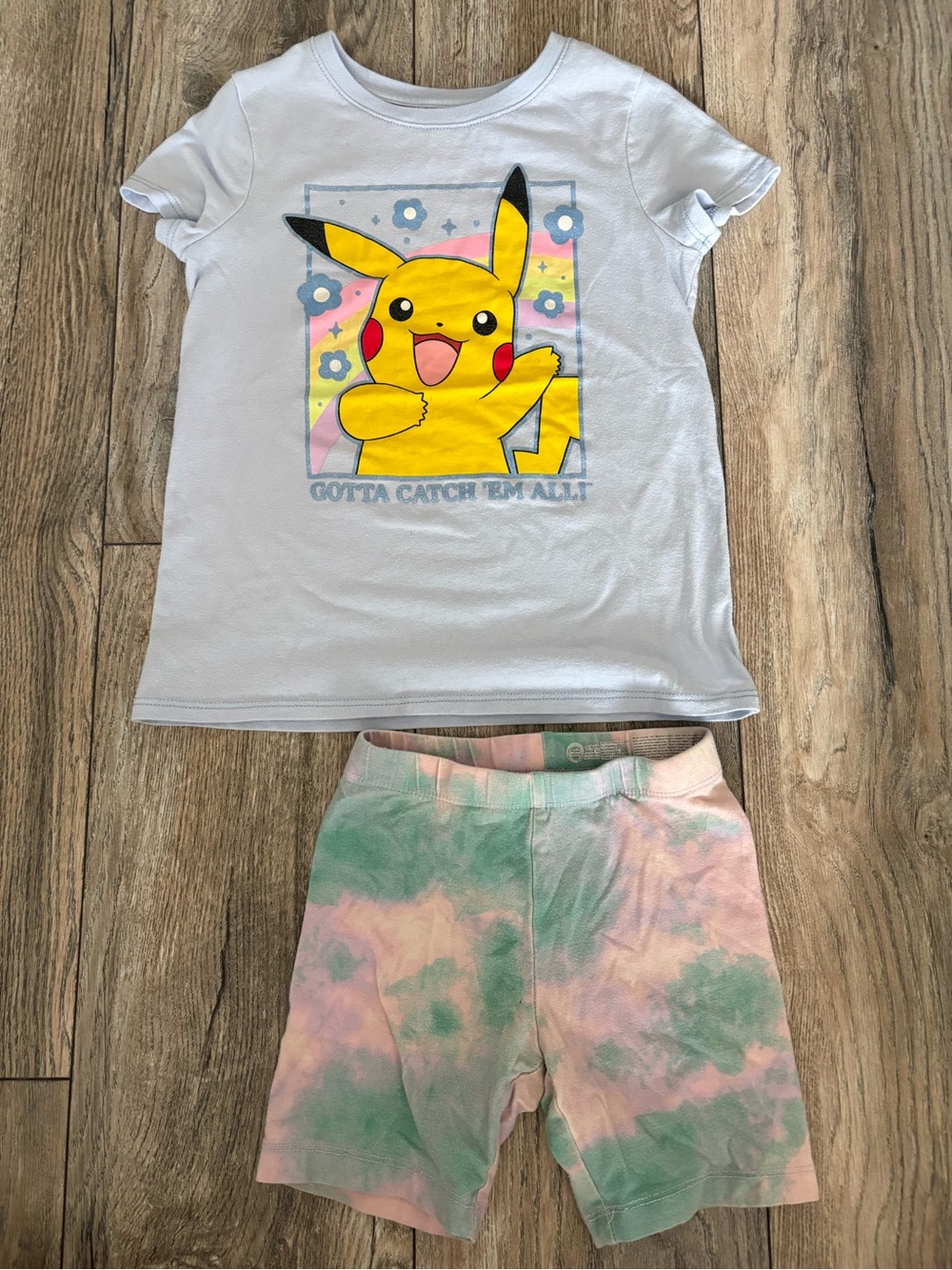 Jumping Beans Pokémon Pikachu Girls Size 6 Tie-Dye Matching Set